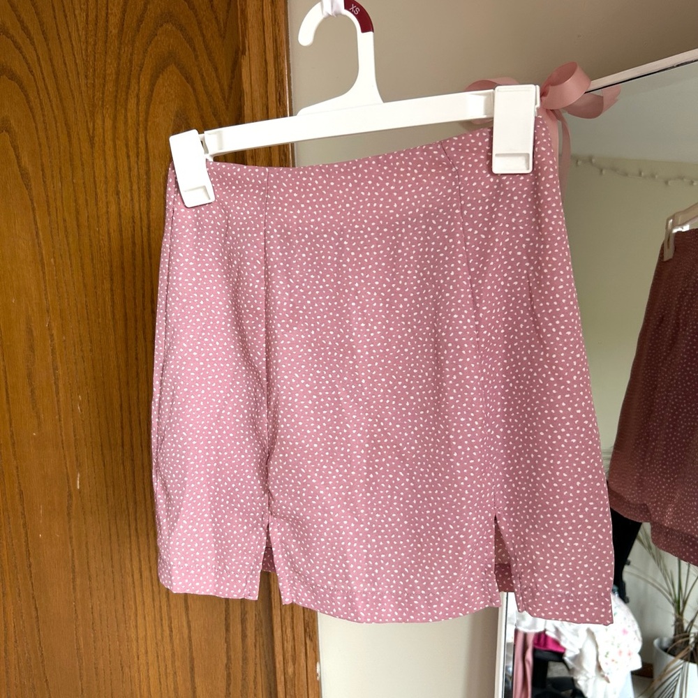 Altar'd State Pink Polka Dot Mini Skirt